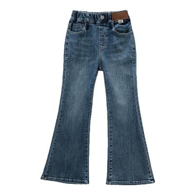 女童加绒裤子秋冬中大童喇叭裤