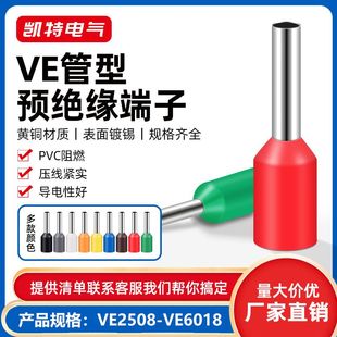 VE管型预绝缘2508 针形镀锡形端子插针端子管型管接线 6018欧式