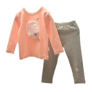 瑁恩瑁爱衣拉拉儿童内衣套装女童不加绒热力棉加厚保暖秋衣裤两件