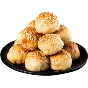 棋子烧饼香酥猪肉五花肉红豆沙馅芝麻传统纯手工唐山特产独立包装