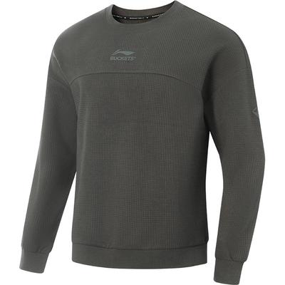 李宁宽松圆领男套头无帽卫衣