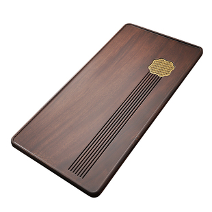 实木茶盘大号家用简约黑乌檀木整块天然木头茶具盘排水胡桃木茶托