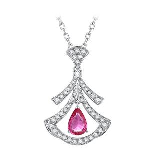 ILCO尤珂 「桃知雪愿」18K金天然红宝石吊坠真钻石小裙子颈饰项链