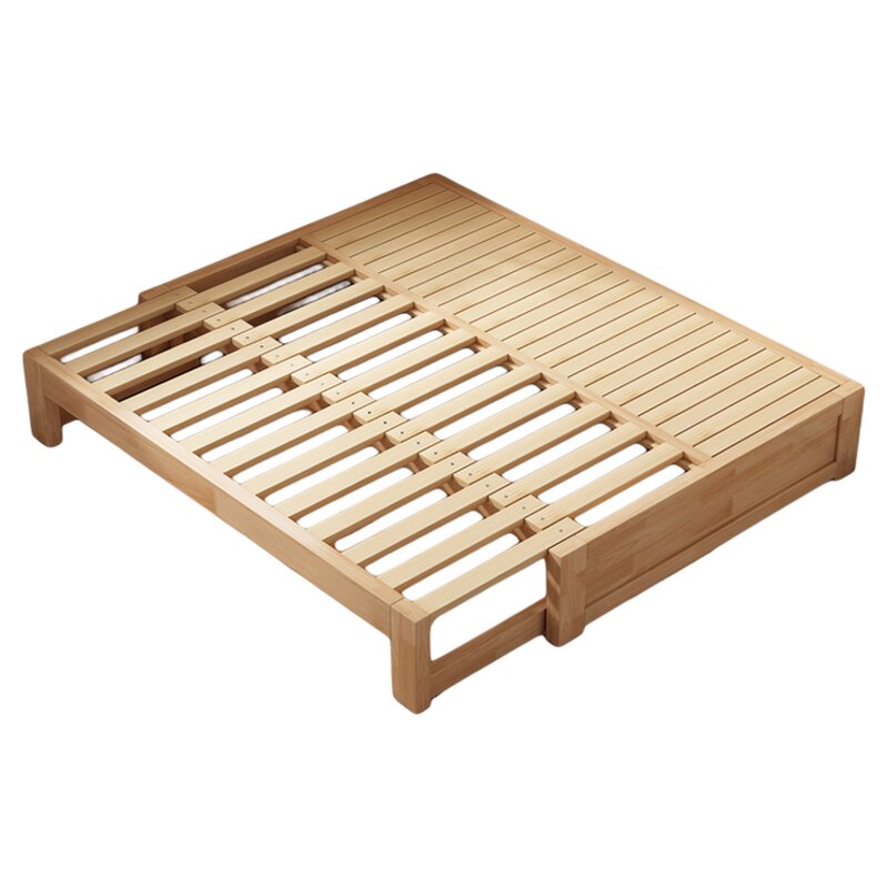 宣然原木风抽拉伸缩橡胶木沙发床