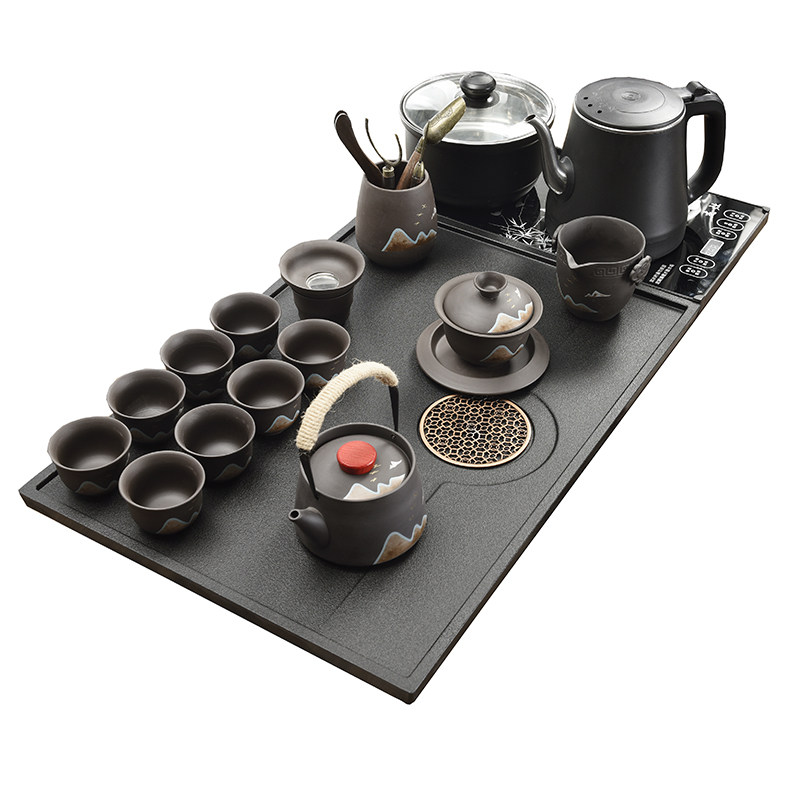 乌金瓷石茶盘整套功夫茶具套装家整套茶具