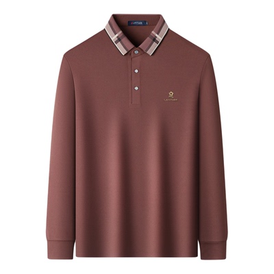 梦特娇男士翻领长袖t恤