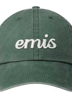 emis棒球帽手写体刺绣复古染料