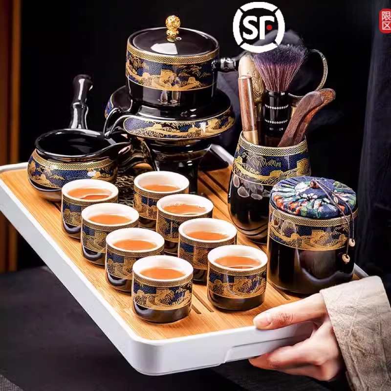 石磨懒人泡茶神器茶具套组家用轻奢高档办公室会客自动泡茶杯送礼