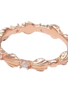 18K金D色莫桑石贝壳镶嵌间隔钻戒指纯银气质设计感温柔甜美精致