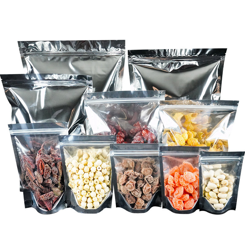 自立自封袋半透明阴阳食品密封镀铝箔包装袋子大码塑封口可立体袋