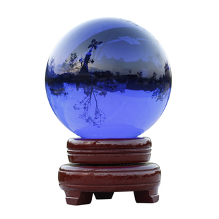 蓝色水晶球电视柜橱窗装饰玄关隔断家居客厅办公书桌玻璃球摆件
