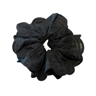 暗黑风蕾丝大肠发圈女黑色高级感扎头发绳慵懒风软糯毛绒典雅头饰