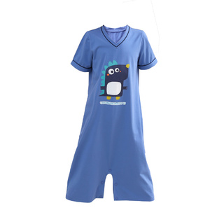 儿童连体睡衣薄款家居男童女童宝宝防着凉恐龙纯棉空调服一体夏季