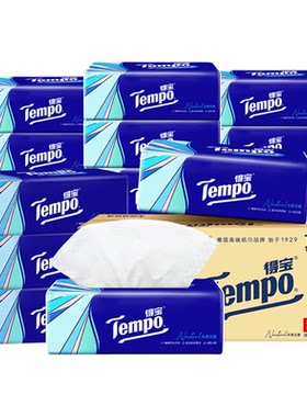 tempo得宝软抽纸巾4层加厚100抽16包/48包家庭实惠装大包餐巾纸