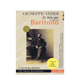威尔第 咏叹调 21首男中音 含2张CD 里科尔迪原版乐谱书 Giuseppe Verdi 21 Arias for Baritone HL50499559