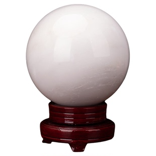 天然玉石水打球摆件转动宅运昌隆白圆球白玉球圆石春客厅玄关礼品