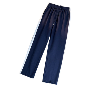 冬季校服裤子加绒加厚一道杠宽白边藏蓝色男女中学生校服裤羊羔绒