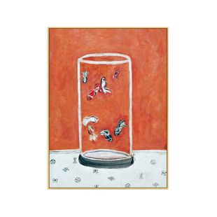 常玉 八尾金鱼现代玄关餐厅装饰挂画当代画家油画轻奢简约走廊卧