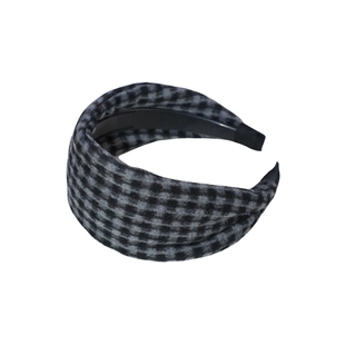 超宽羊毛发箍~灰色高级感头箍格子百搭韩系发饰头饰简约温暖气质