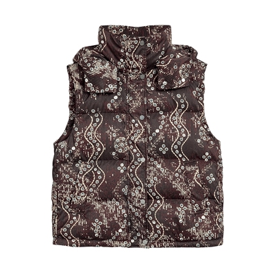 【保暖90白鸭绒】Desigual25秋冬新品印花连帽无袖马甲女士羽绒服