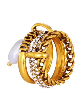 欧美复古三层淡水珍珠戒指女