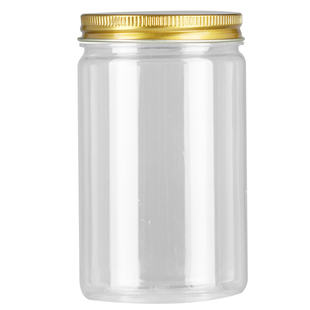 金铝盖塑料瓶带盖pet包装塑料罐食品级透明空瓶子饼干辣酱密封罐