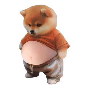 柴犬立体开门防撞贴大肚子捏捏乐创意解压汽车用品防撞贴家居贴纸