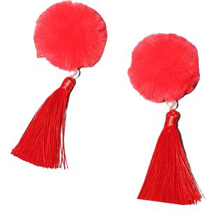 儿童新年头饰女童冬季中国风汉服古风毛球发夹红色公主女宝宝发饰