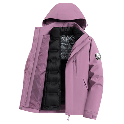 稻草人冲锋衣男女2025新款秋冬三合一可拆卸羽绒内胆防水登山外套