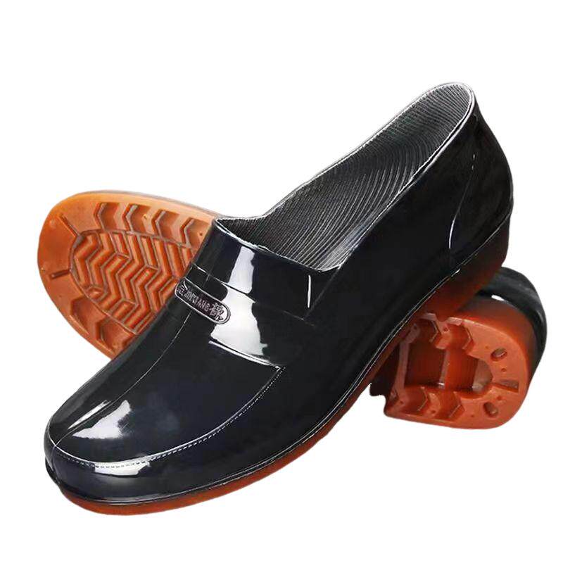 金橡051耐磨透气防水防滑低筒男胶鞋PVC工作水鞋春秋款浅口元宝鞋