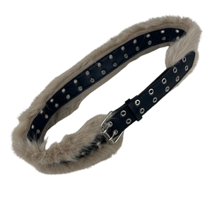 复古朋克千禧风免打孔皮带女时尚个性y2k辣妹毛毛拼接腰带配饰潮