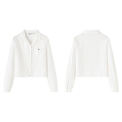 东京岁时记白色西装领长袖衬衫