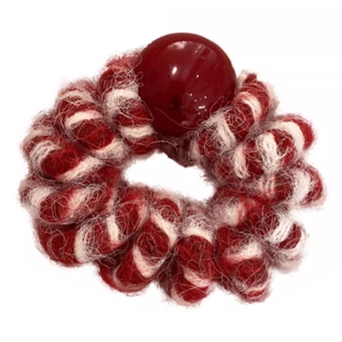 秋冬可爱毛线电话线发圈气质珍珠头绳2025新款高端少女心皮筋发绳