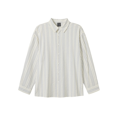 韦恩泽维尔翻领长袖休闲条纹衬衫