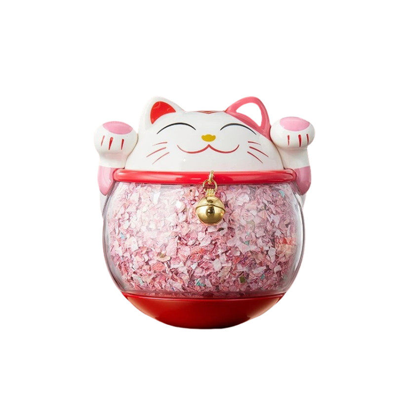 朱炳仁铜兜财猫不倒翁碎钞招财猫