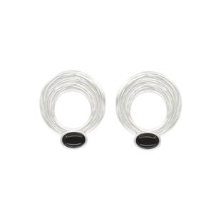 OINICIO初印月震系列轻奢圆环黑玛瑙耳钉女高级感简约镂空耳饰