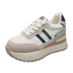 超火内增高8cm德训鞋女2025秋冬新款加绒厚底老爹鞋爆款阿甘鞋女