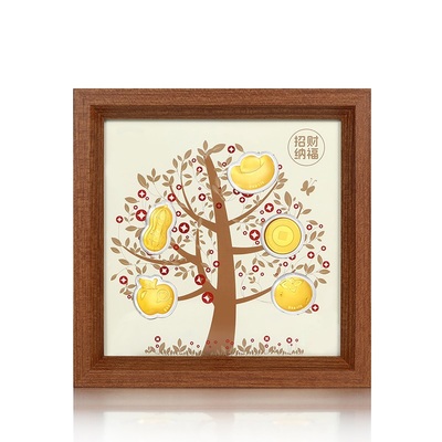 潮宏基摇钱树黄金摆件