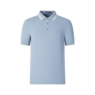 杉杉凉感棉弹短袖T恤男款上衣2025夏季新款撞色领男士polo衫男装