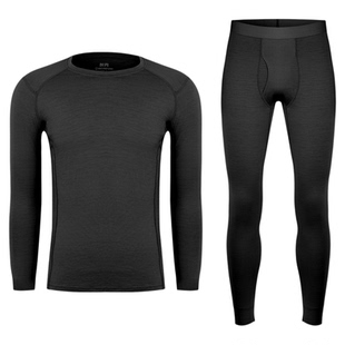 灰壳15.5μm美利奴羊毛保暖速干衣男款排汗内衣秋冬户外运动套装