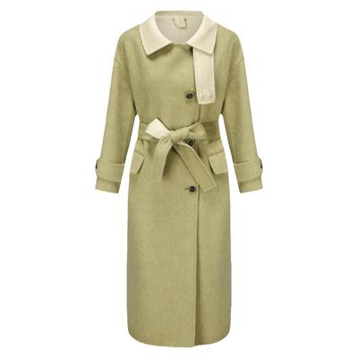 tanni双色时尚绵羊毛长款大衣