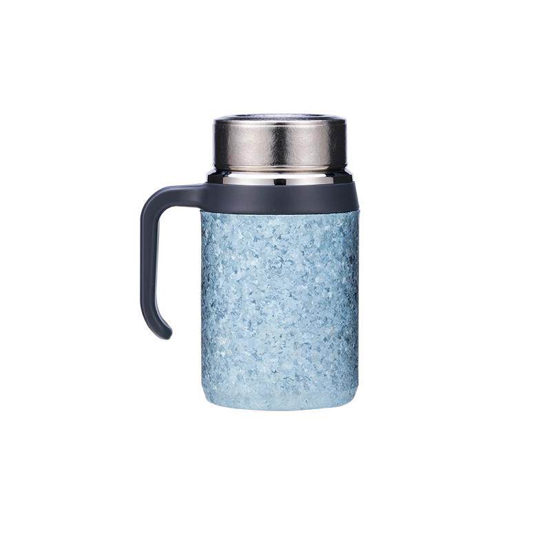 铠斯钛时代纯钛冰花保温杯办公杯茶水分离高档钛泡茶水杯子带手柄