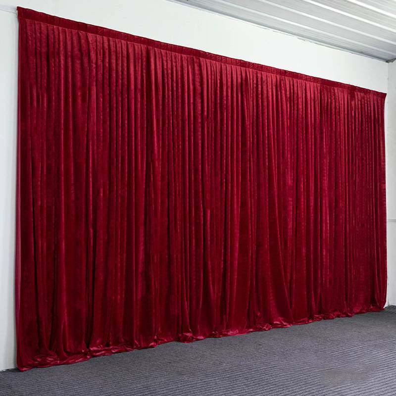 红色舞台幕布厂家直销婚庆加厚投影可阻燃红开票背景布婚礼丝绒