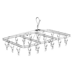 304不锈钢晾衣架多夹子多功能晒袜子可折叠防风内衣山姆款带夹子