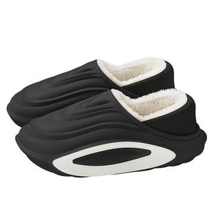 防水棉拖鞋男士秋冬季室内家居防滑防臭毛绒保暖包跟棉鞋男款外穿