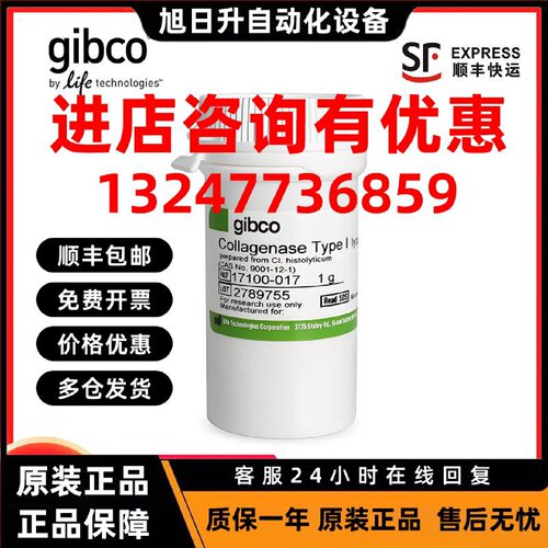 议价Gibco原装I型II型IV型胶原酶粉末1g 17100017 17101015 17104