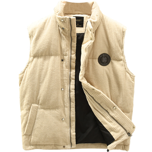 极麻高领保暖灰鸭绒羽绒马甲男士复古百搭宽松青年休闲坎肩外套潮