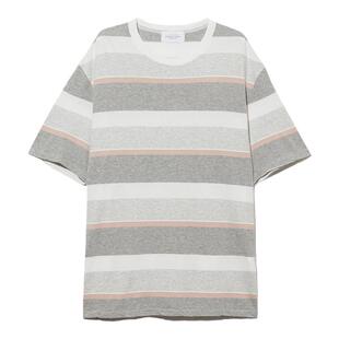UNUSED Border T-shirt 有机棉水洗加工条纹短袖圆领T恤