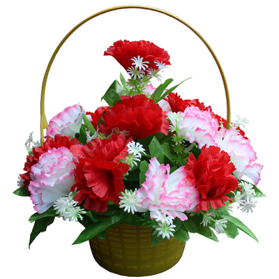 绢花假花篮清明花扫墓祭祀摆放花