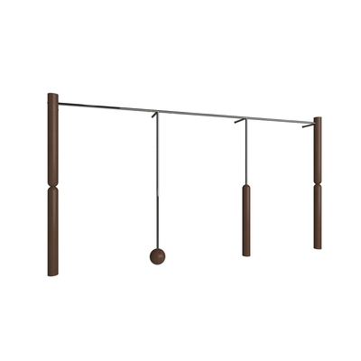 服装店上墙展示架落地式不锈钢胡桃木纹色陈列架女装店货架挂衣架